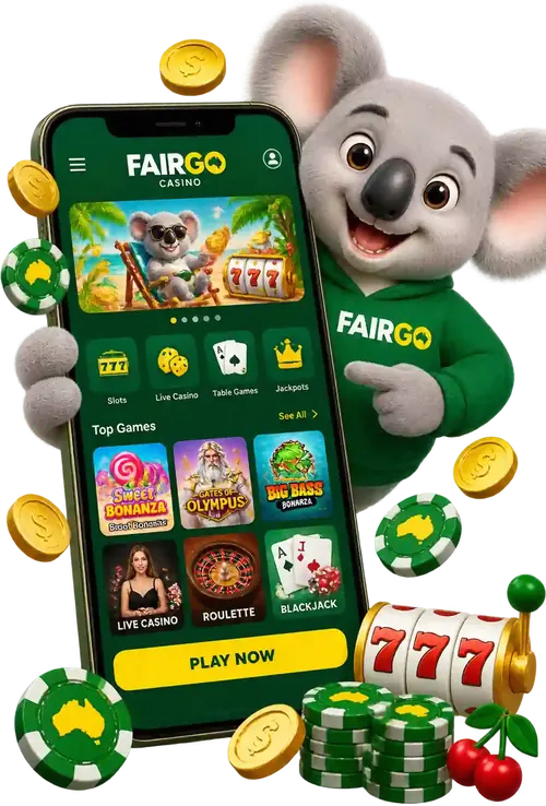 Fair Go Casino app on a smartphone